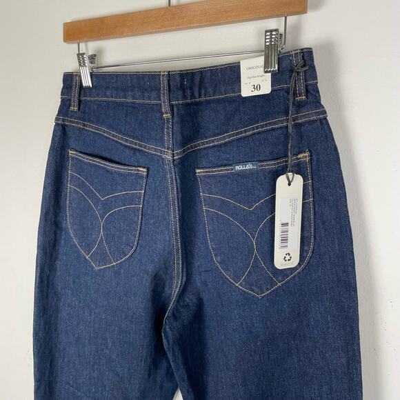ROLLAβS Original High Rise Straight Jeans Rinse Blue NWT Sz 30 Medium Dark Wash - Picture 11 of 16